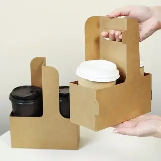 2-Cup Kraft Paper Coffee Carrier